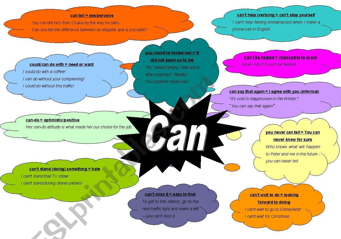 Using Can in Idioms worksheet