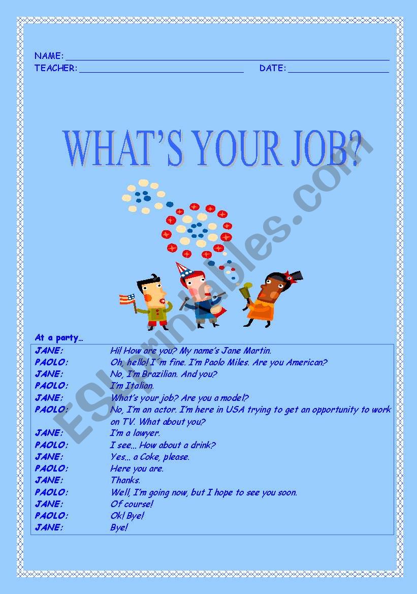 WhatÂ´s your job? worksheet
