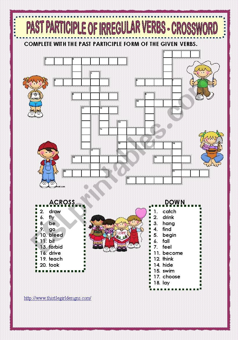 PAST PARTICIPLE OF IRREGULAR VERBS - CROSSWORD