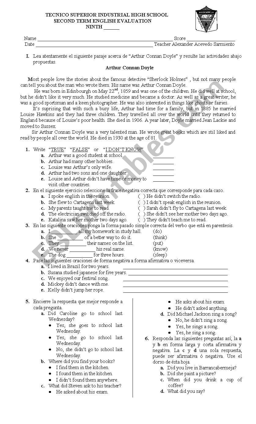 SIMPLE PAST worksheet