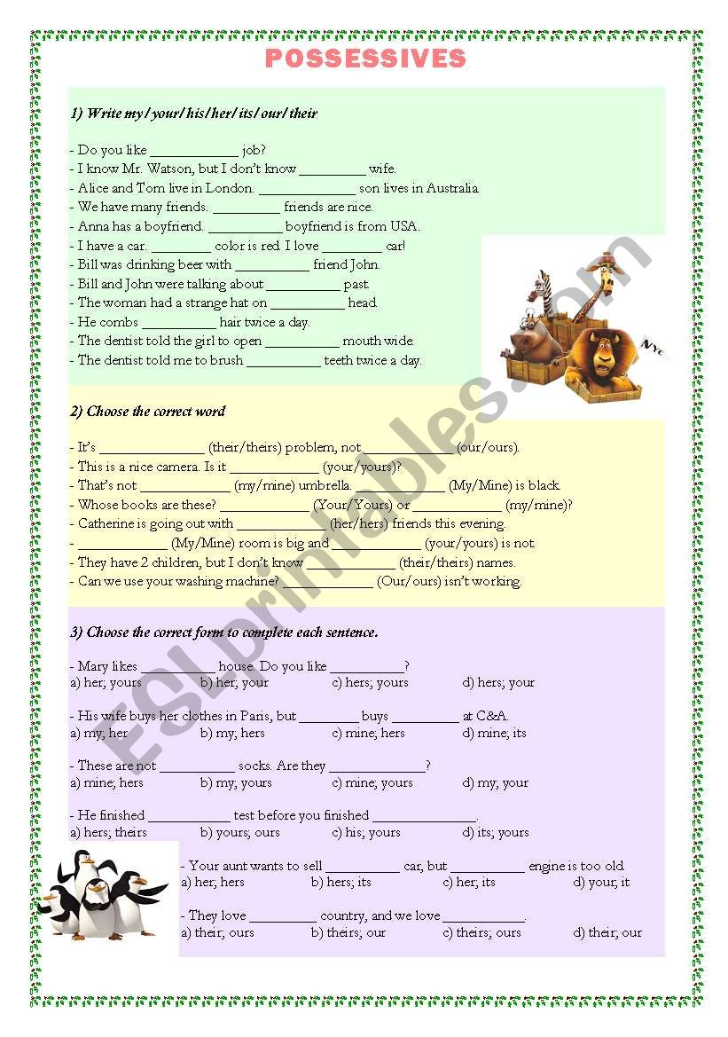 Possessives (adjectives & pronouns)