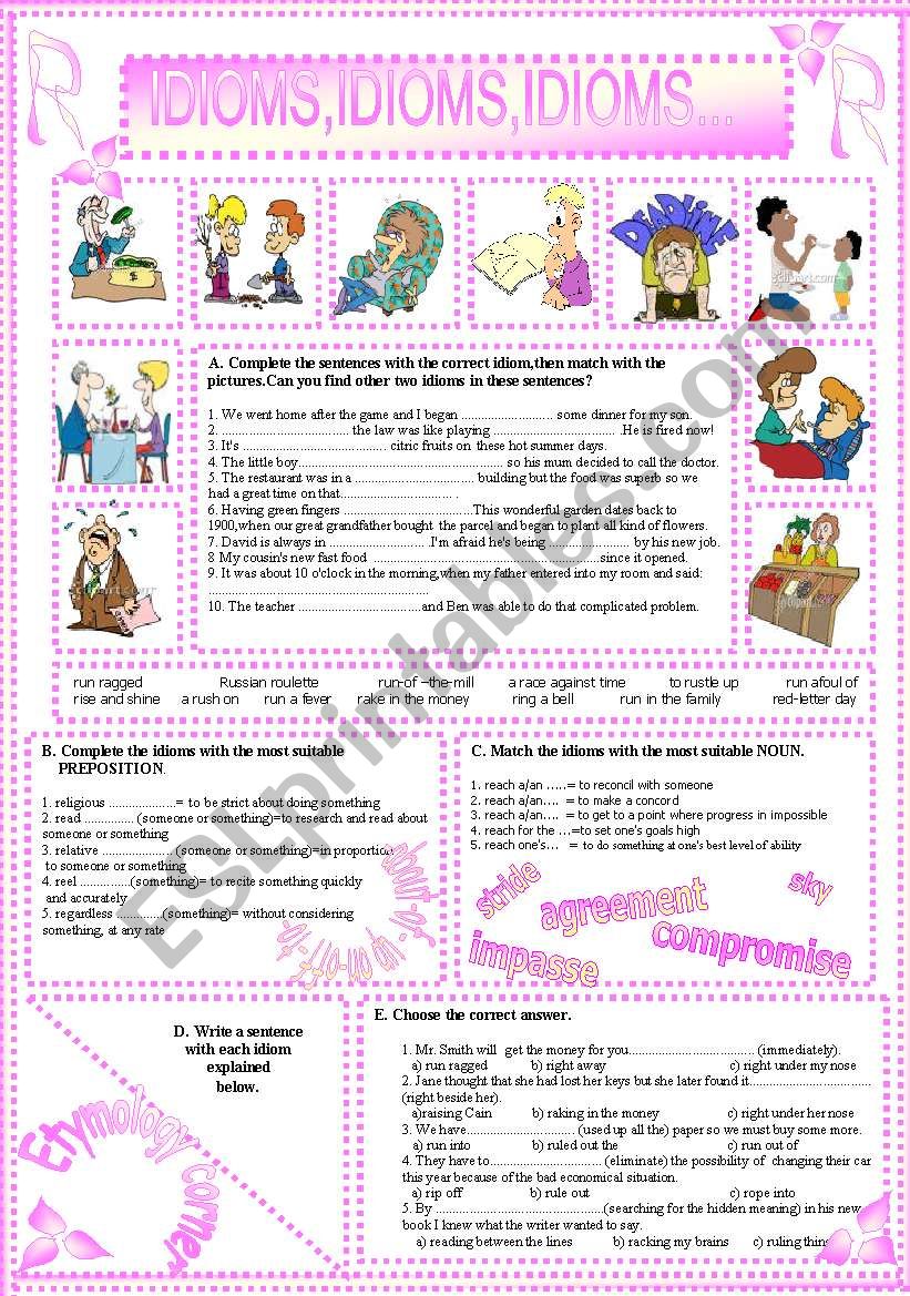 IDIOMS,IDIOMS,IDIOMS...(18) worksheet