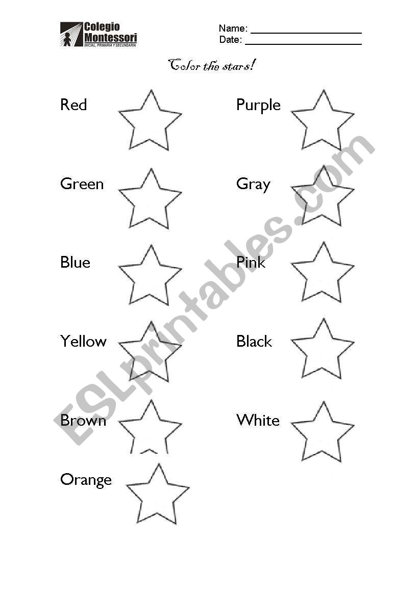 Color the stars worksheet