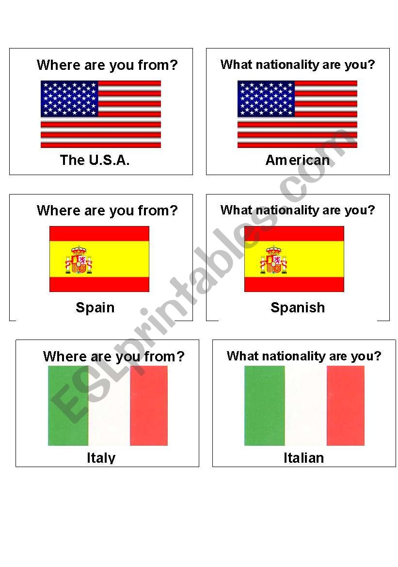 COUNTRIES AND NATIONALITIES MEMORY GAME