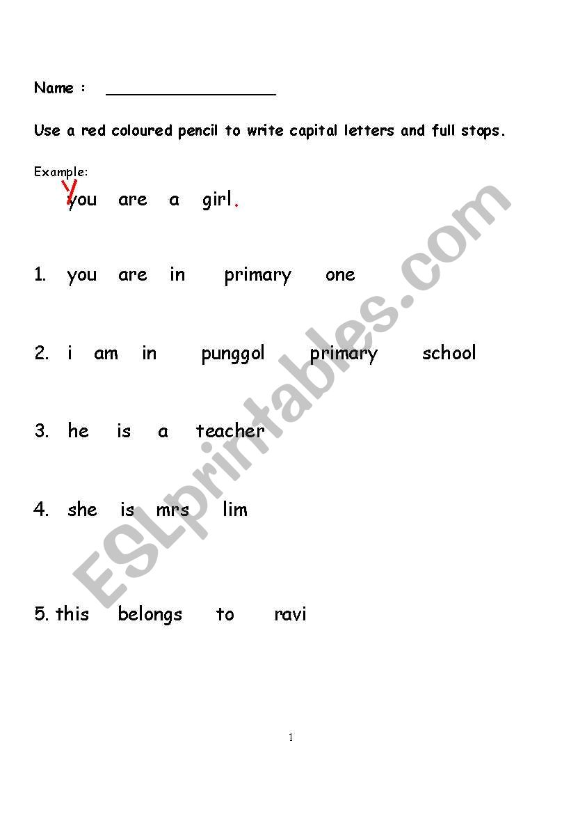 Punctuation Practice 1b worksheet