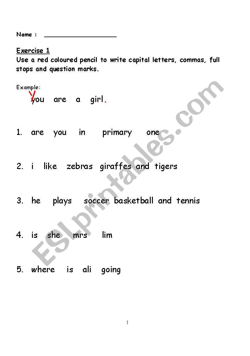 Punctuation Practice 2 worksheet