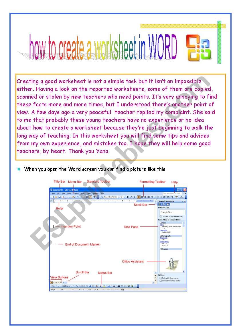 How to create a worksheet in WORD