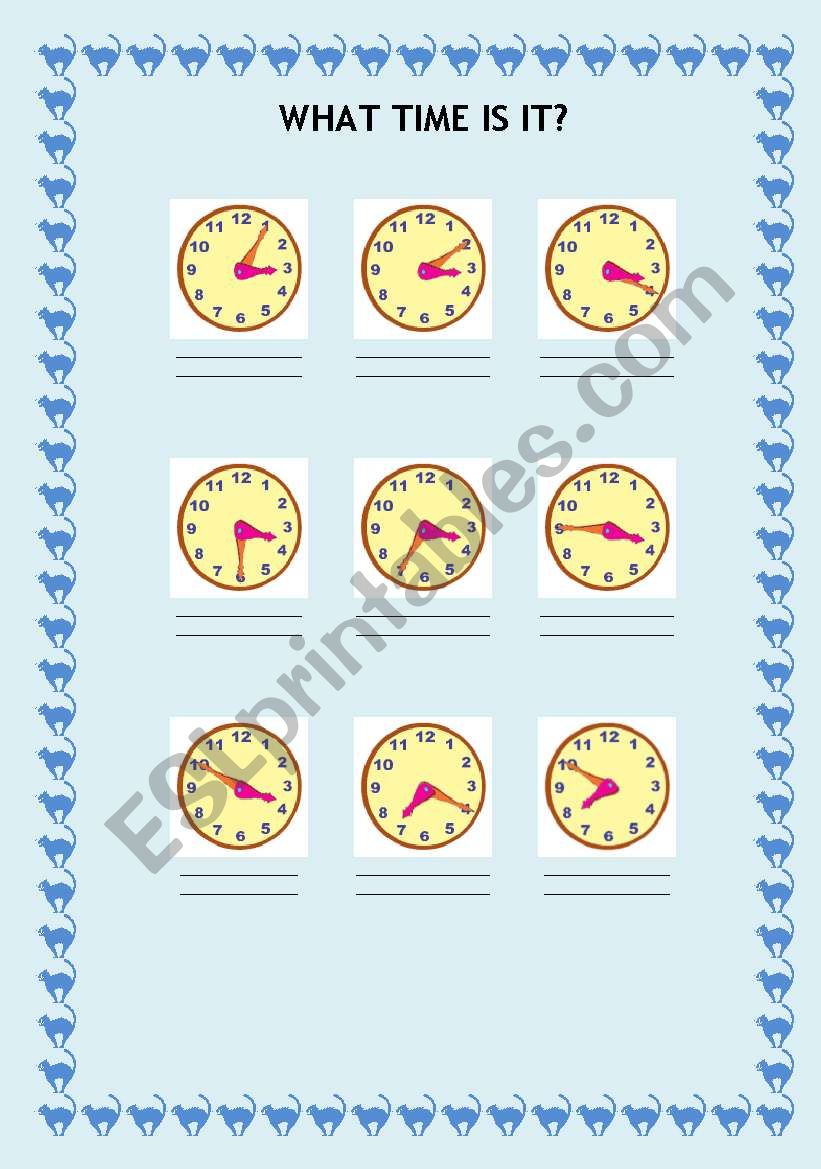 Clock exercises - two forms worksheet