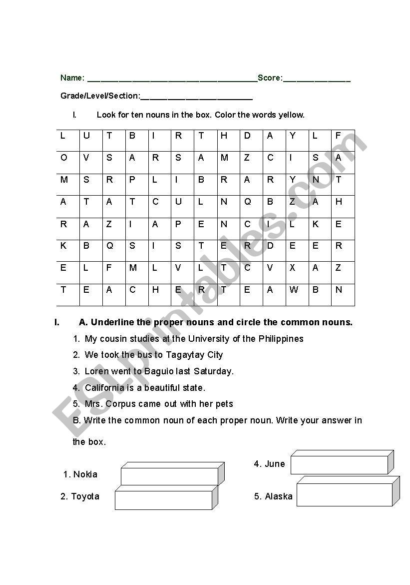 TEST IN Language II worksheet