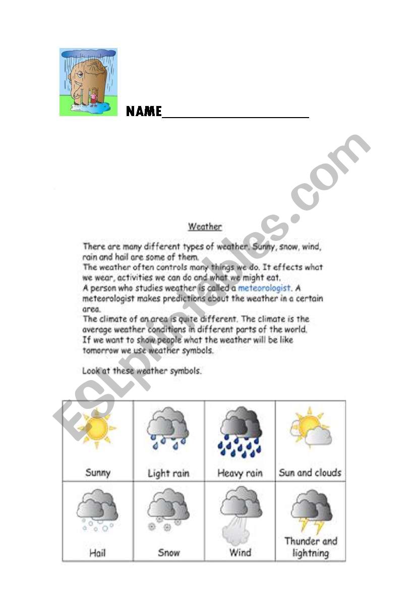 Weather worksheet