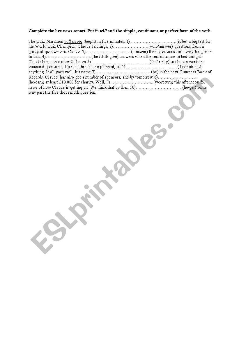 future tense worksheet
