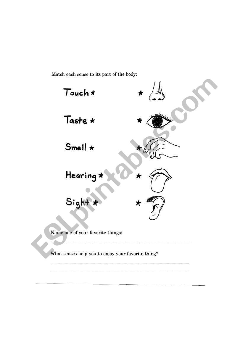 Senses worksheet