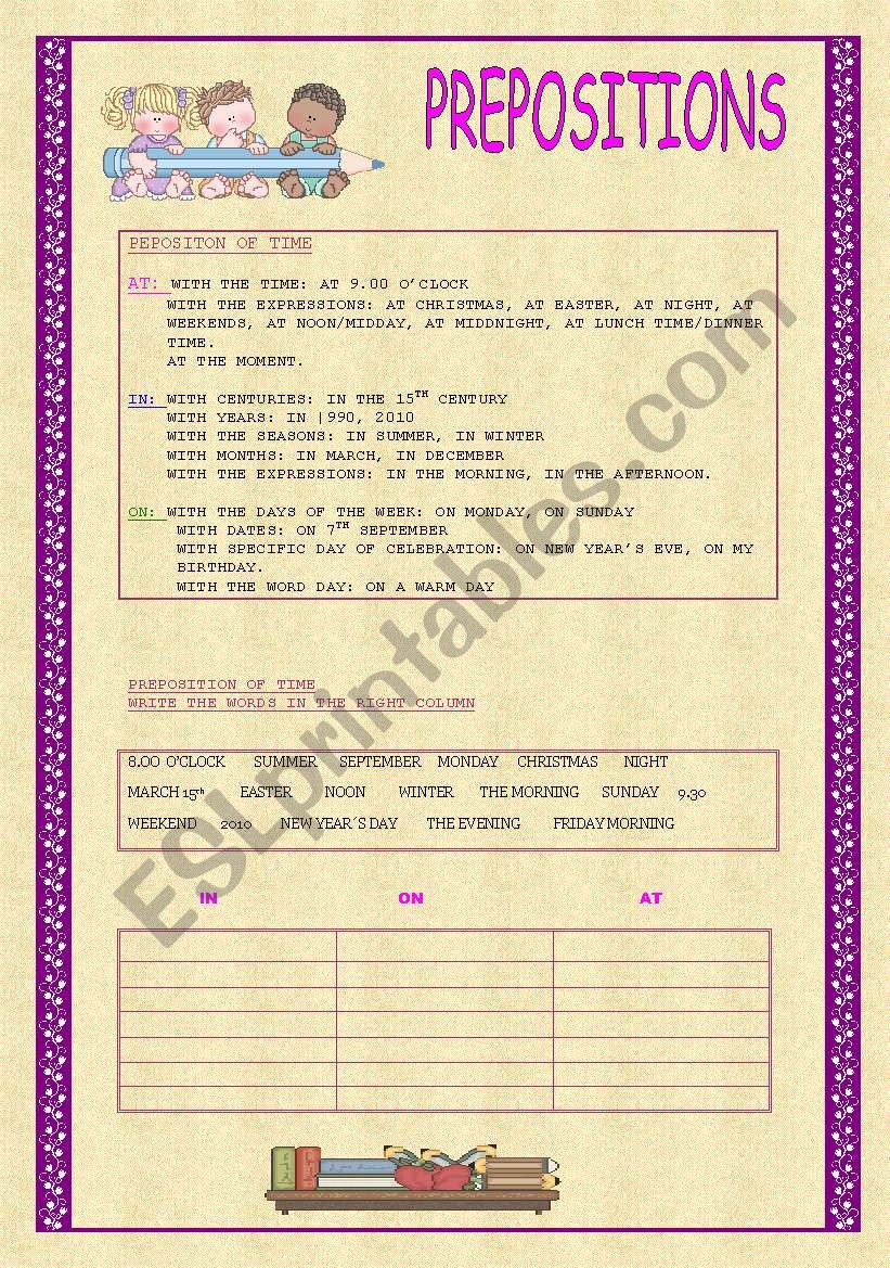 PREPOSITIONS worksheet