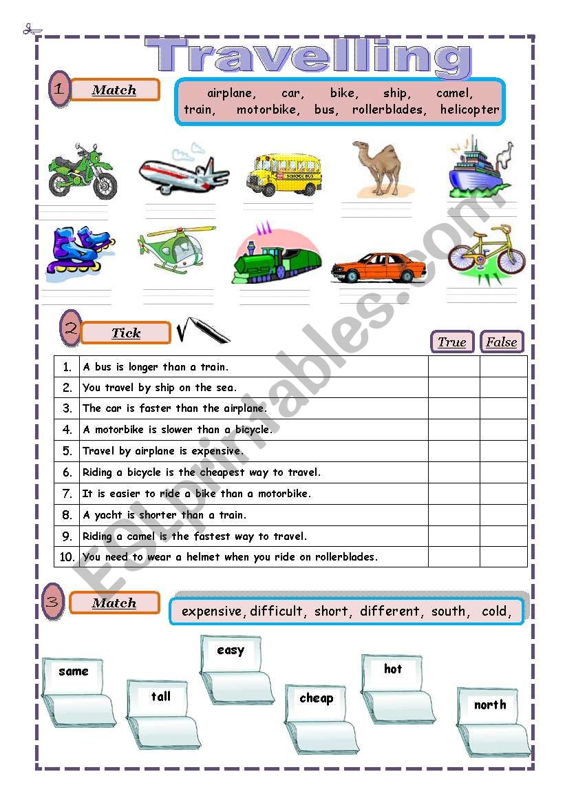 travelling worksheets pdf elementary