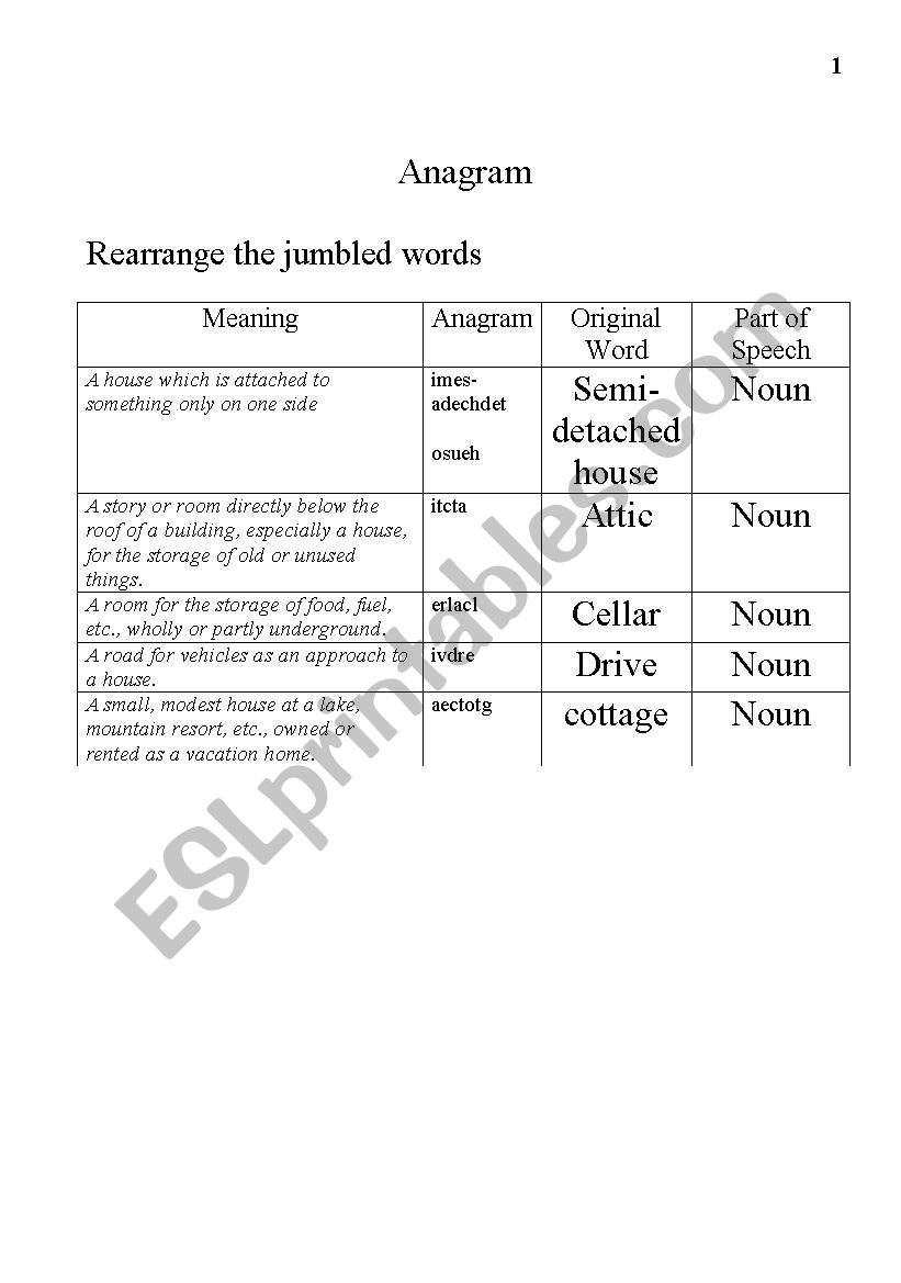 Vocabulary_Home worksheet