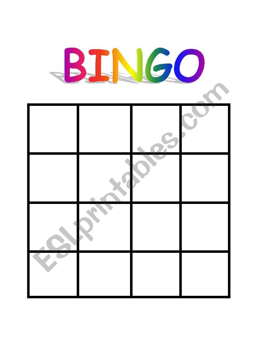 Bingo Sheet worksheet