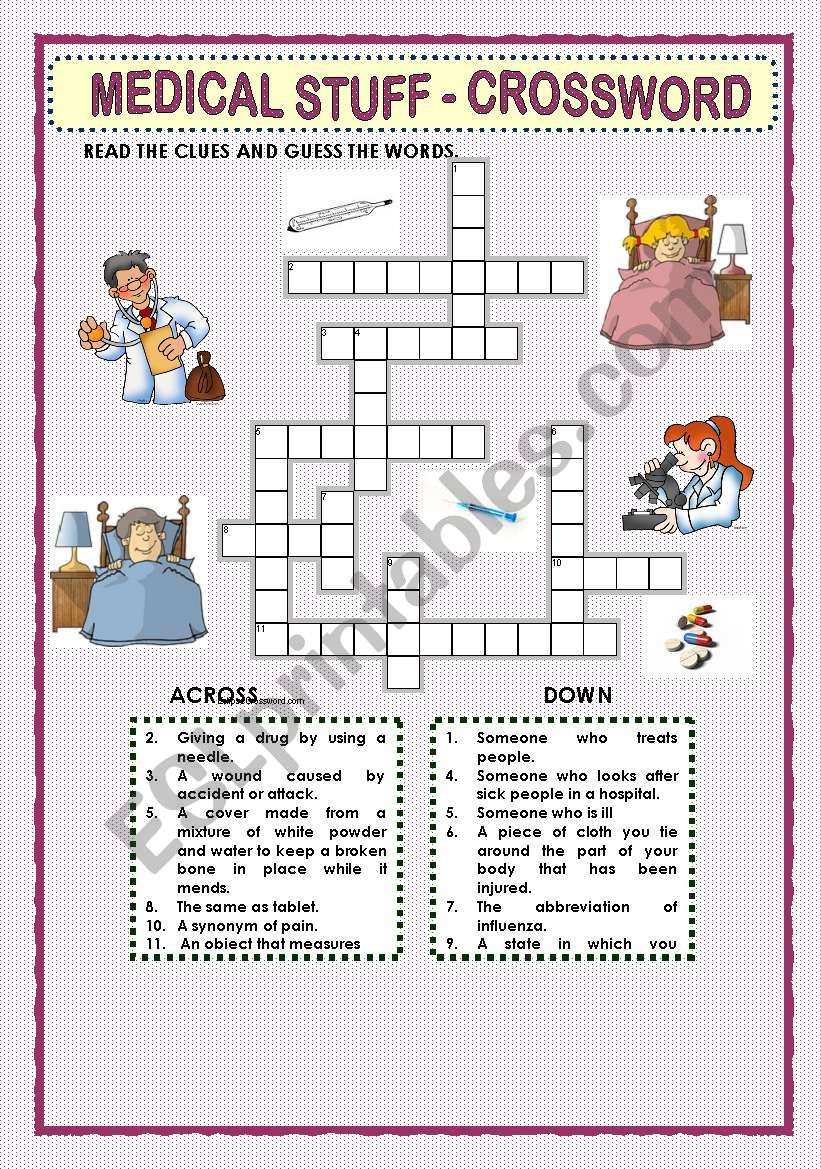 MEDICAL STUFF - CROSSWORD worksheet