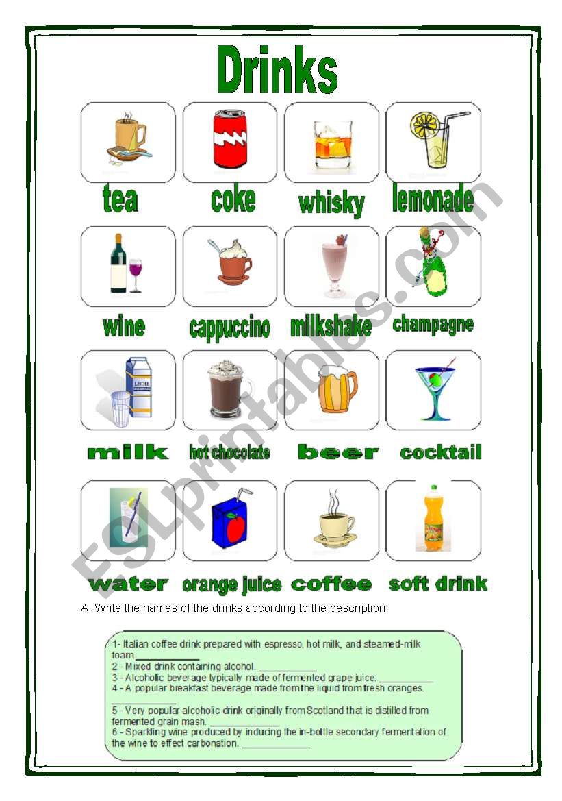 Drinks (13.07.09) worksheet