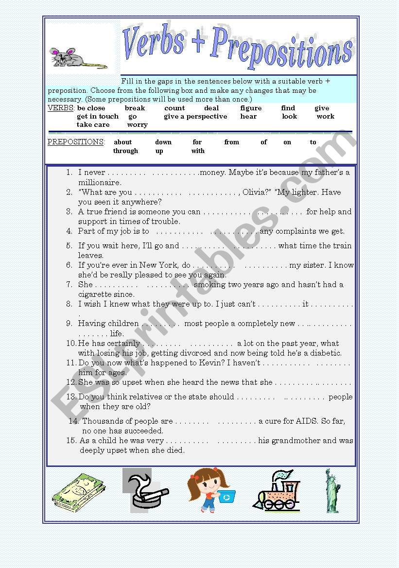 Verbs and Prepositions worksheet