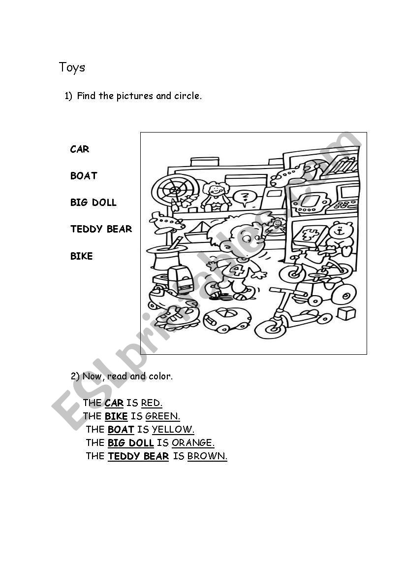 Toys worksheet