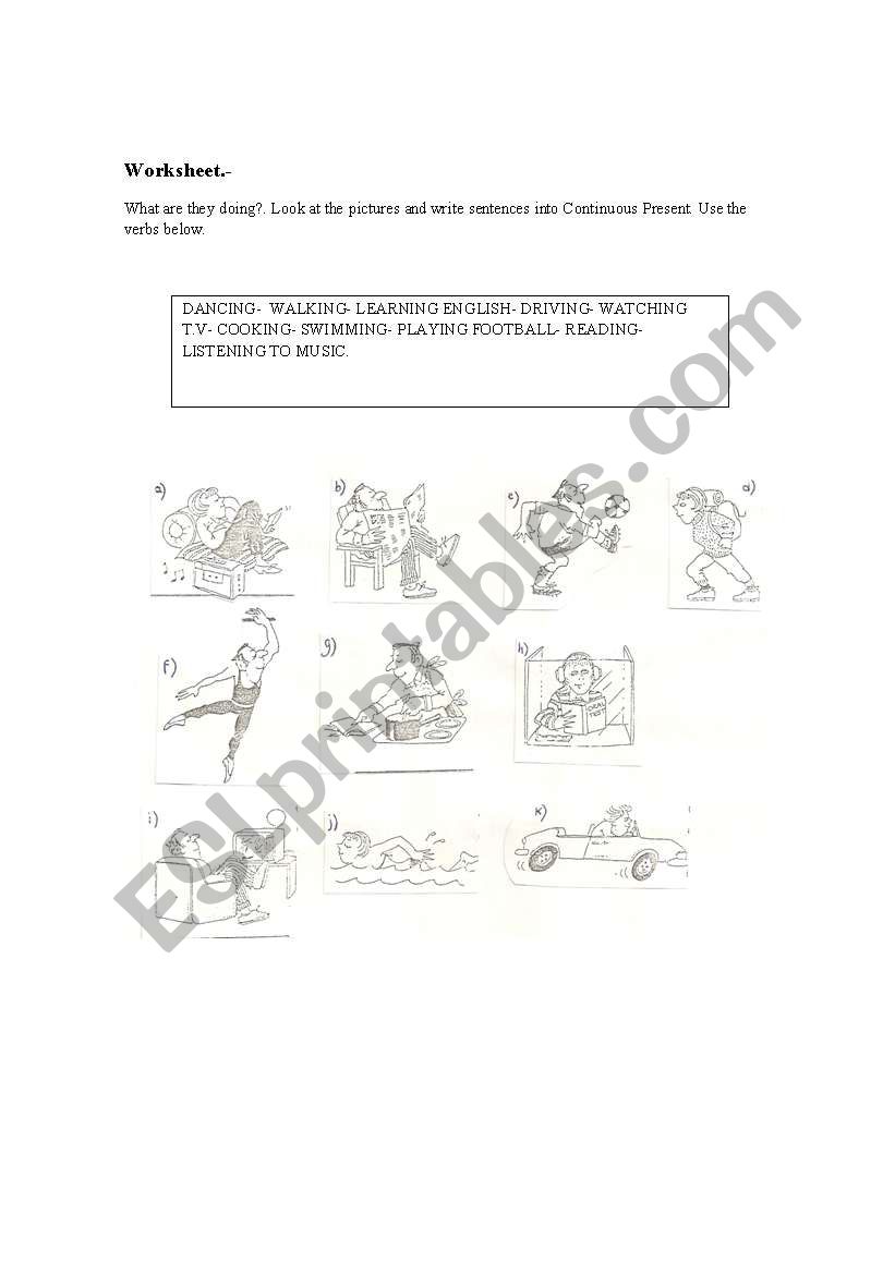 present continuous worksheet