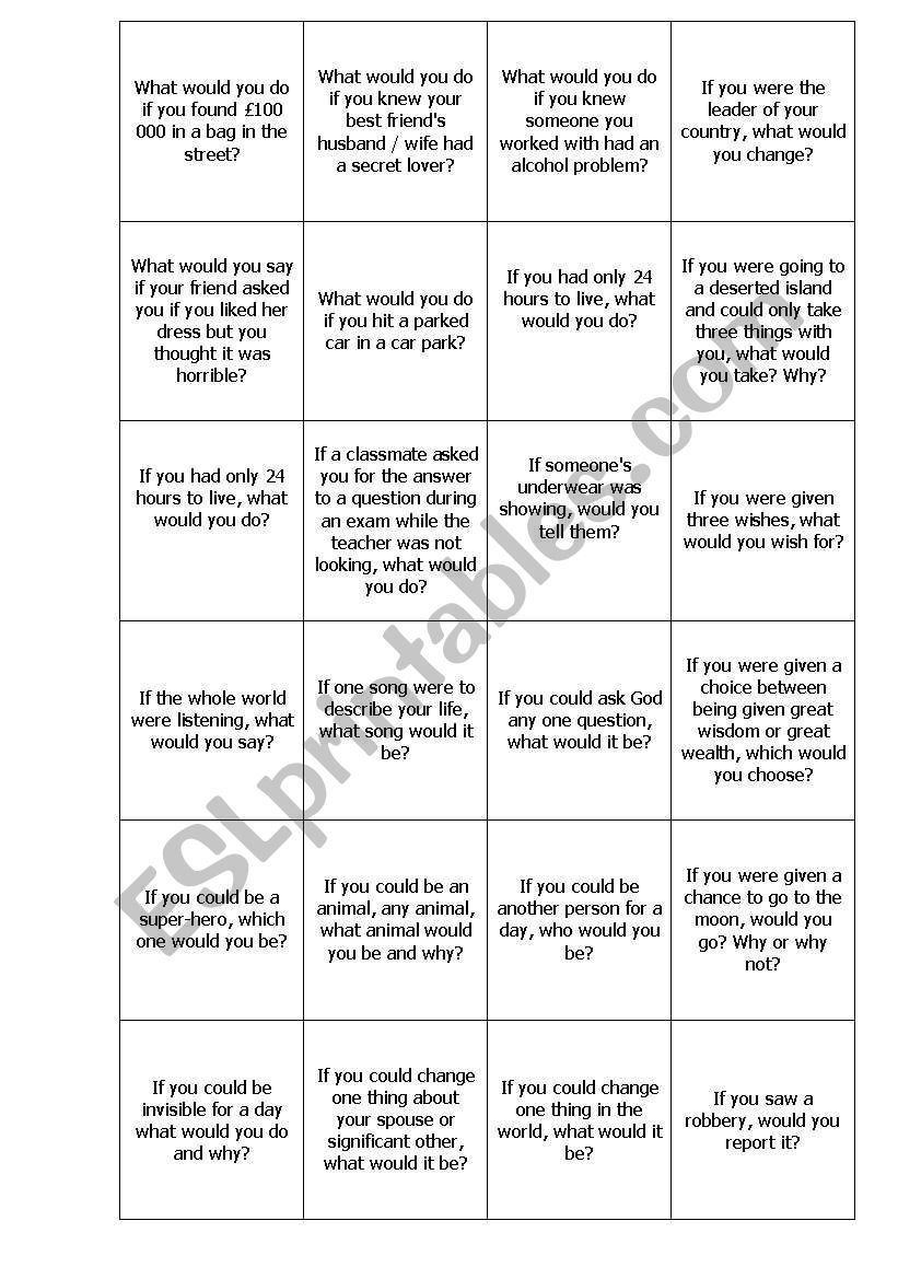 Second conditional practice cards