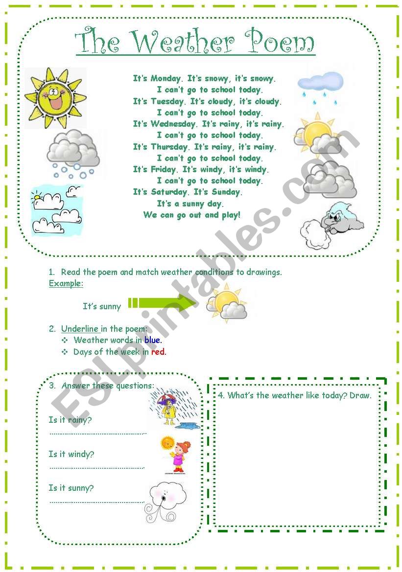 The weather: poem and activities