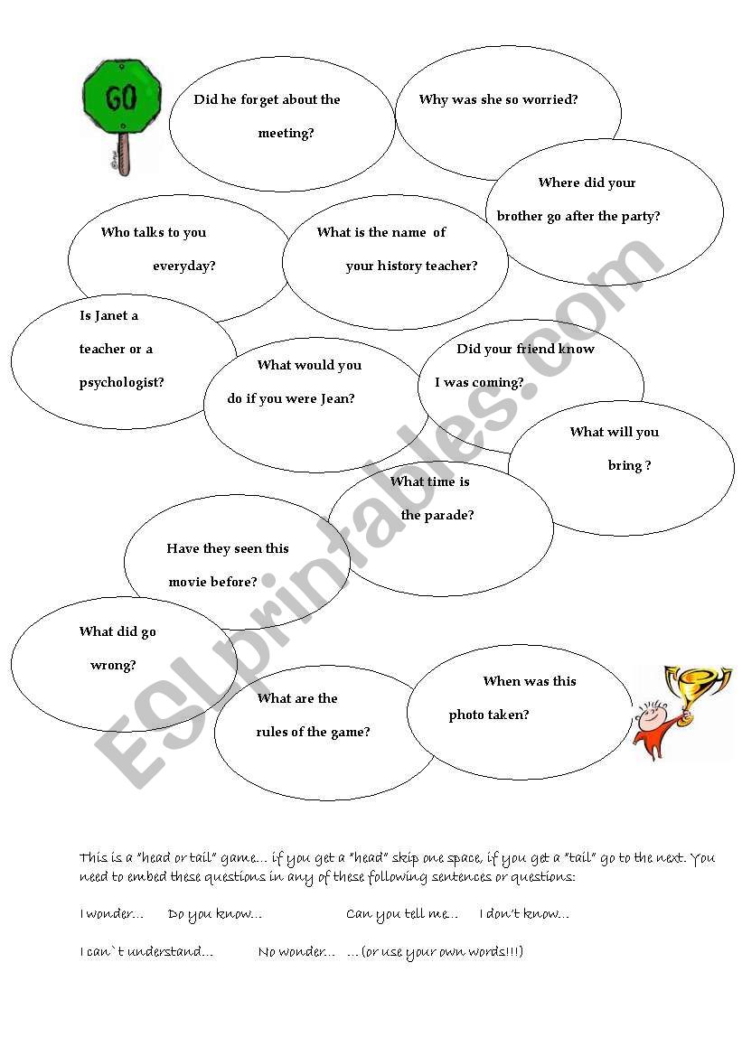 Embedded Question Game worksheet