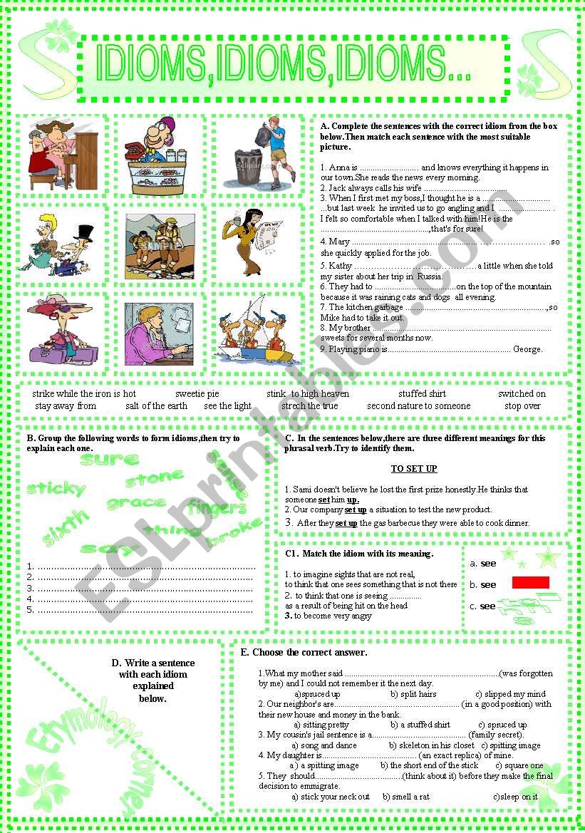 IDIOMS,IDIOMS,IDIOMS...(19) worksheet