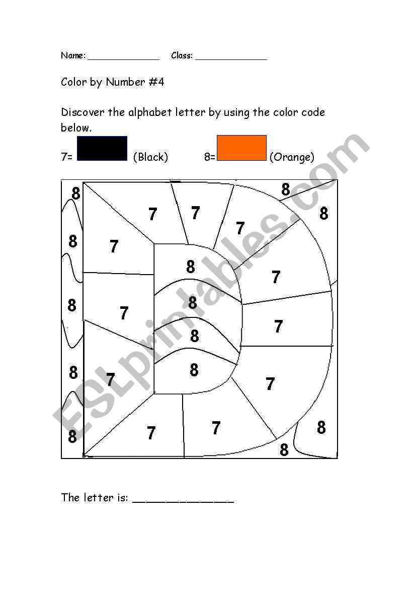 Alphabet Color by Number: D worksheet