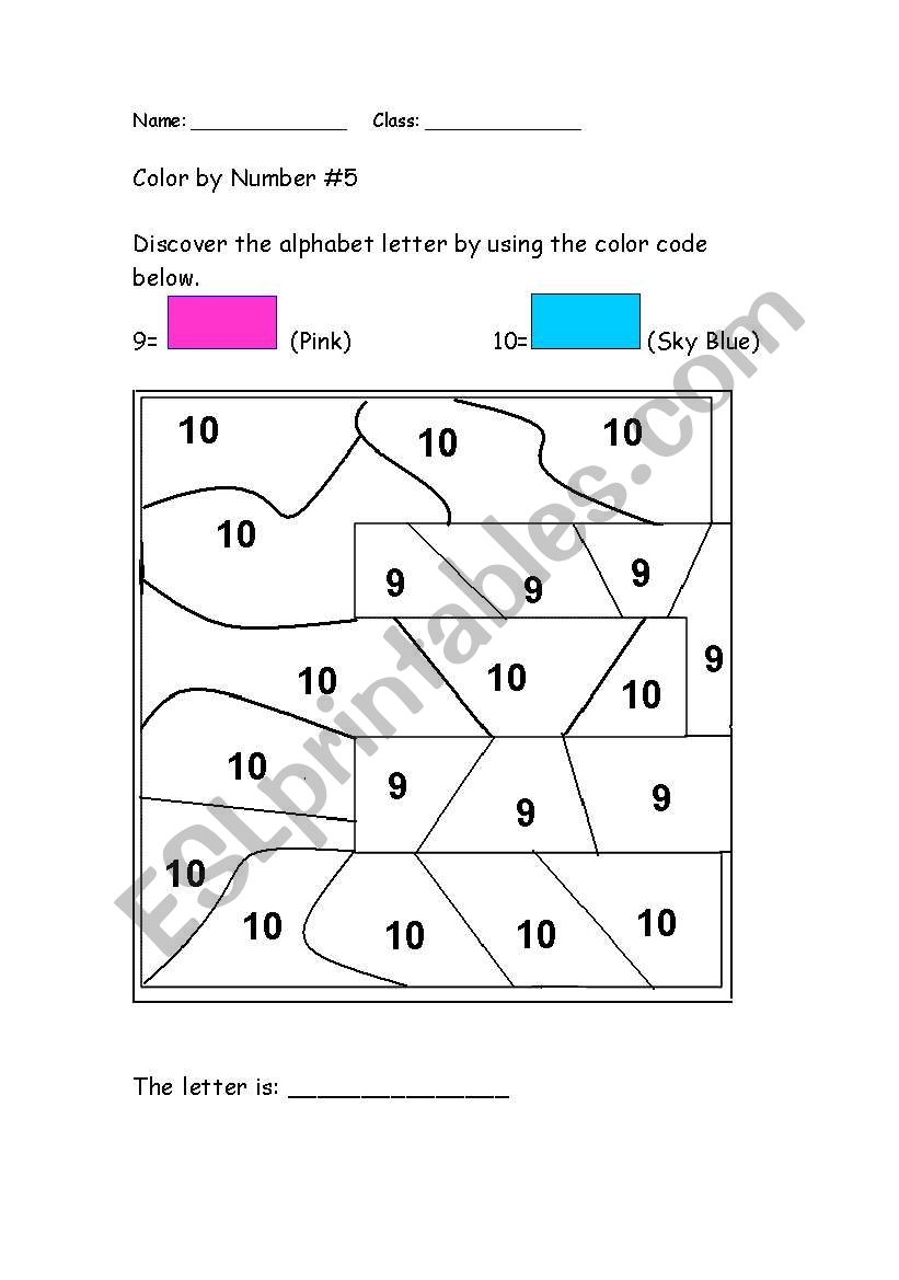 Alphabet Color by Number: E worksheet