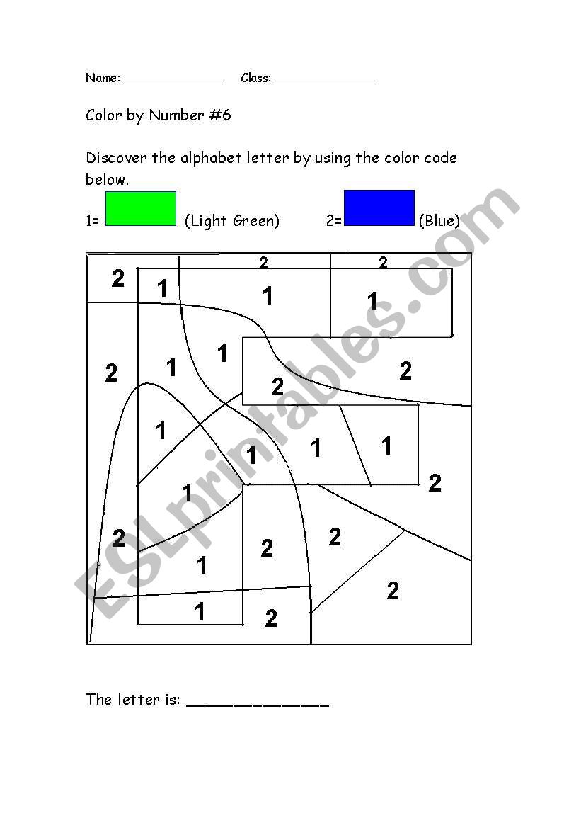 Alphabet Color by Number: F worksheet