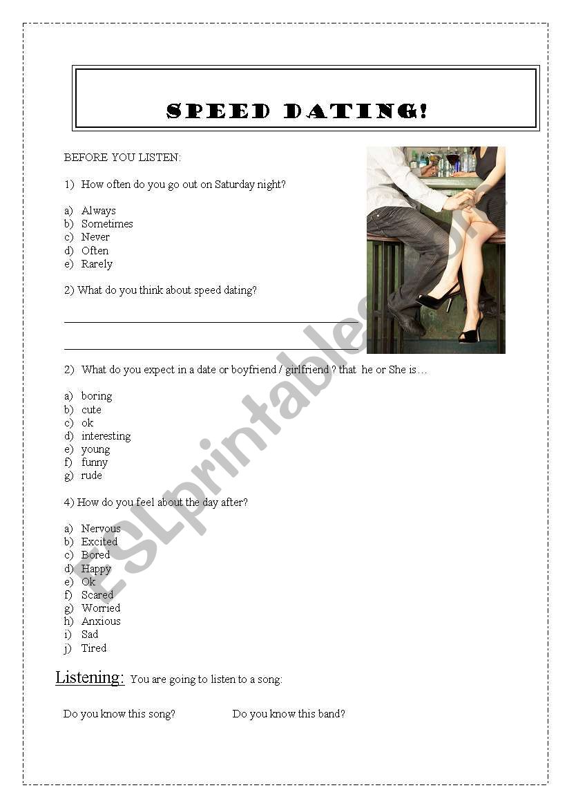 Speed Dating worksheet