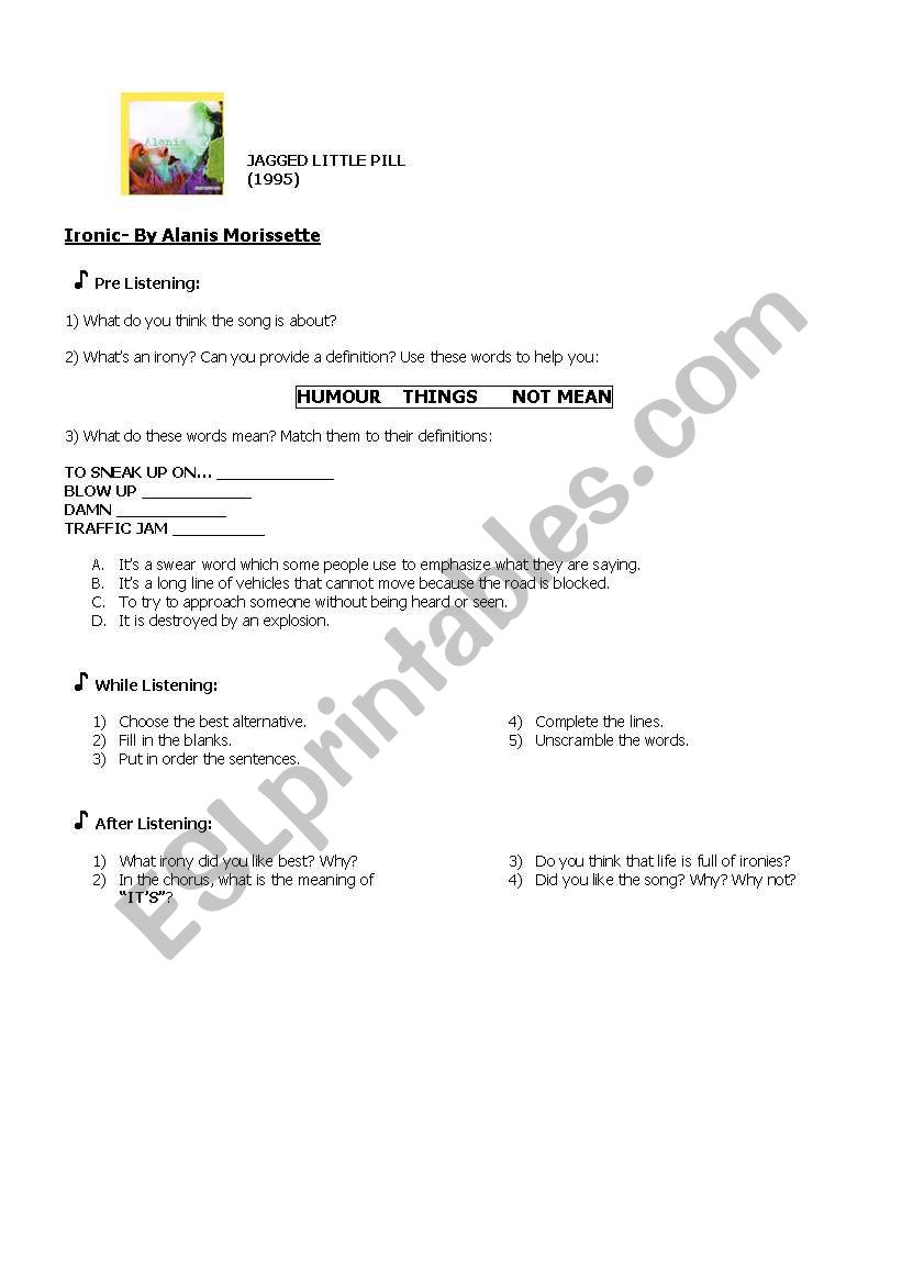 Ironic (A. Morissette) worksheet