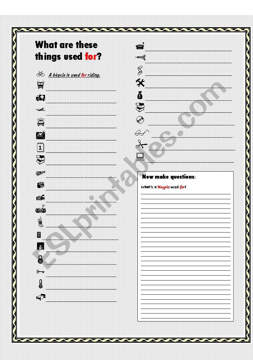 For + verb (ing) worksheet