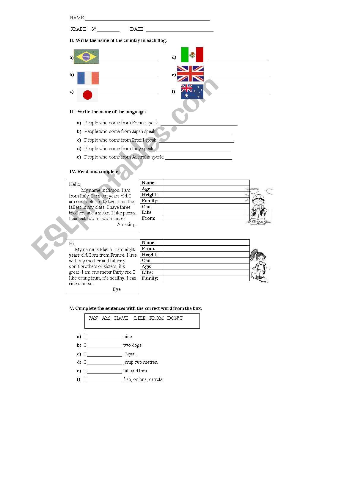 countries and personal information