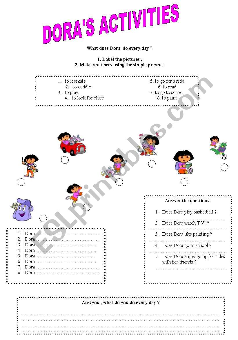 DORAS ACTIVITIES worksheet