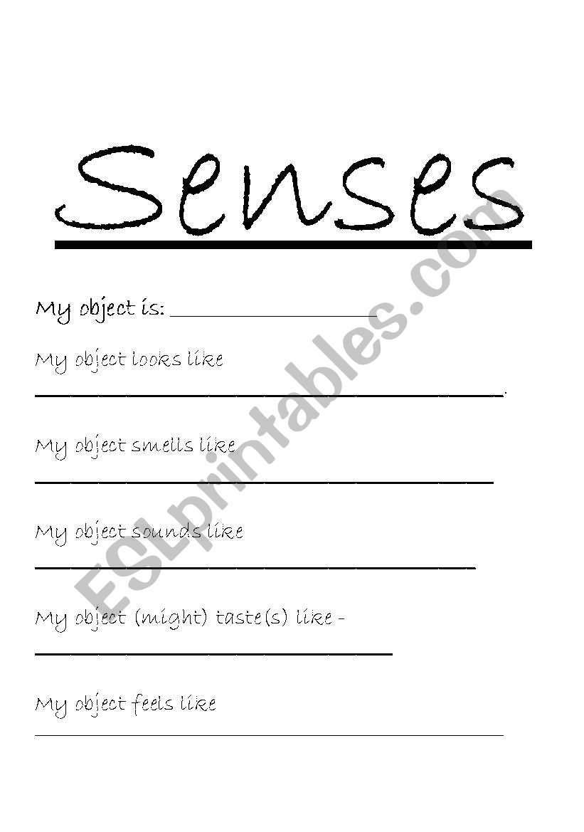 Senses Writing Frame worksheet