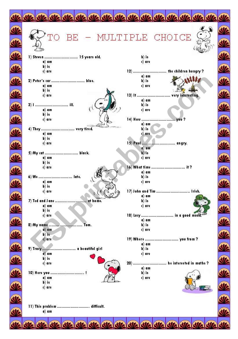 BE- SIMPLE PRESENT - MULTIPLE CHOICE