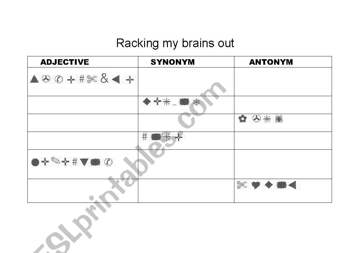 racking my brains out worksheet