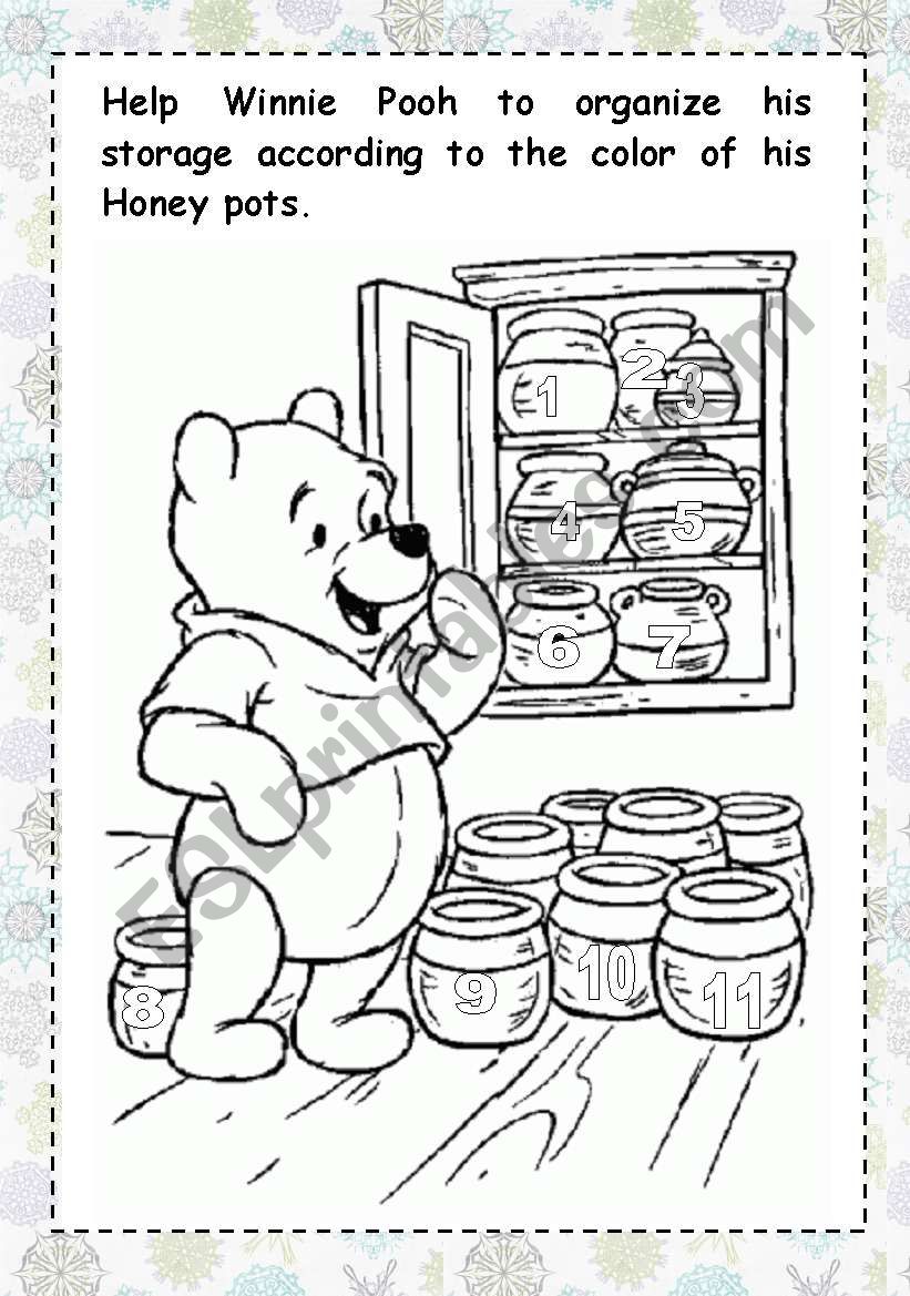 a Winnie Pooh coloring page w intructions