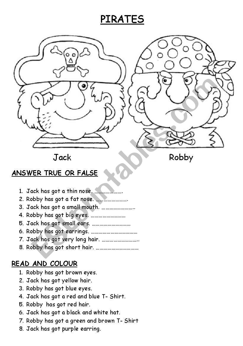 PIRATES worksheet