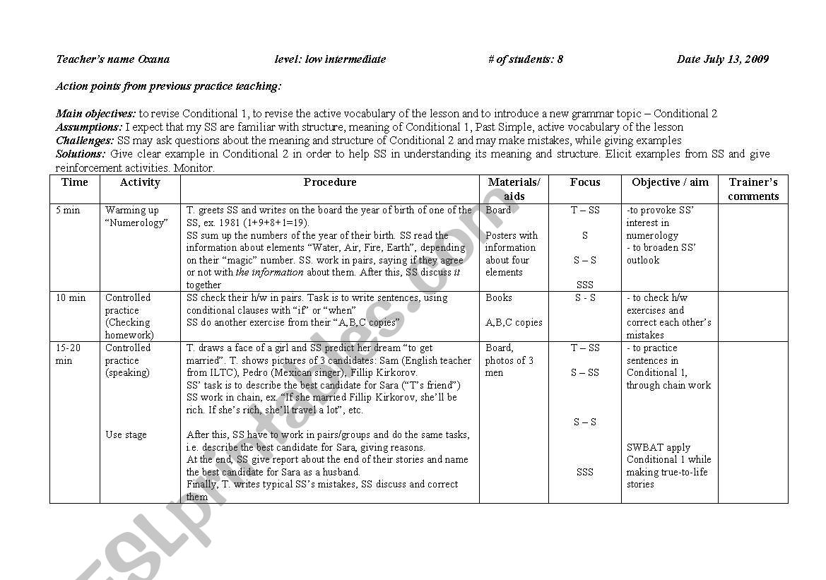 Conditional 2  worksheet