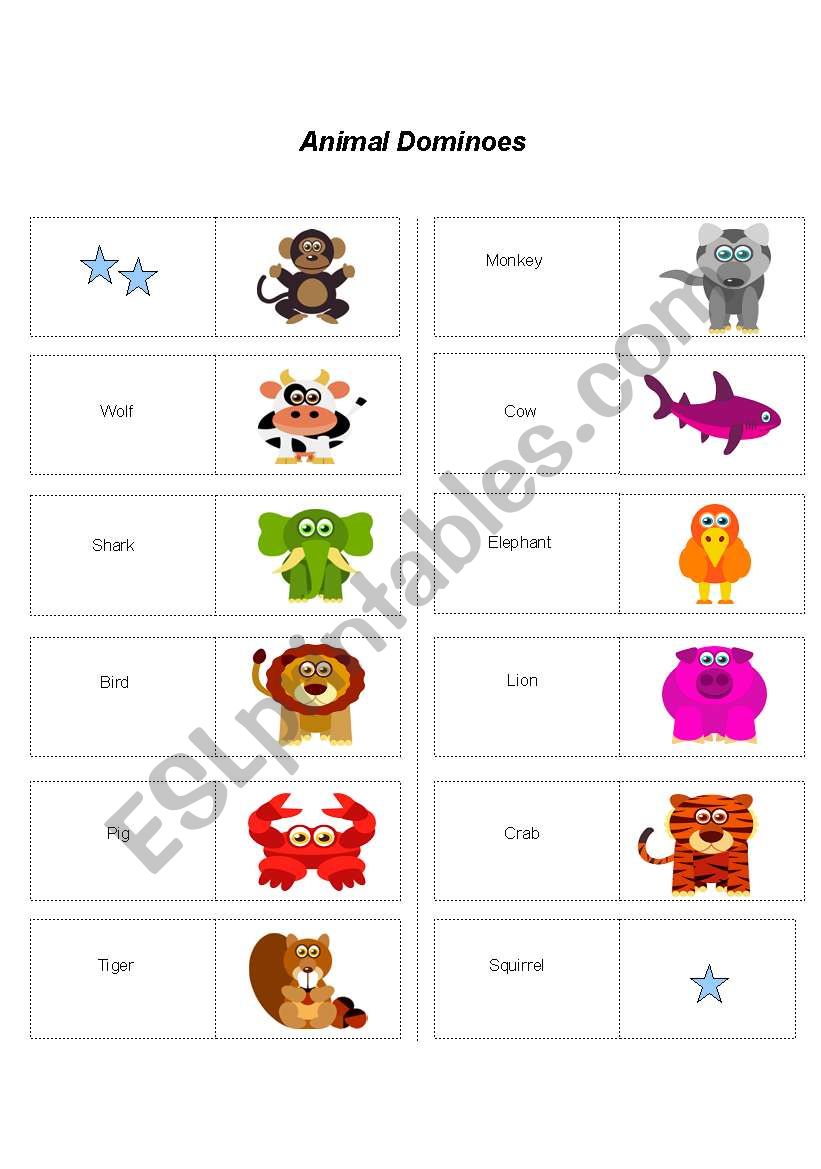 Animal Dominoes worksheet