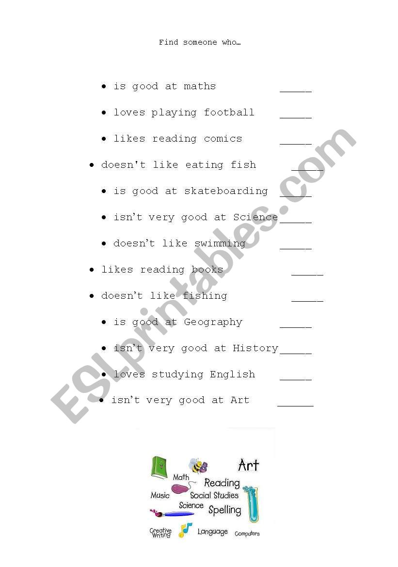 Find someone who... worksheet
