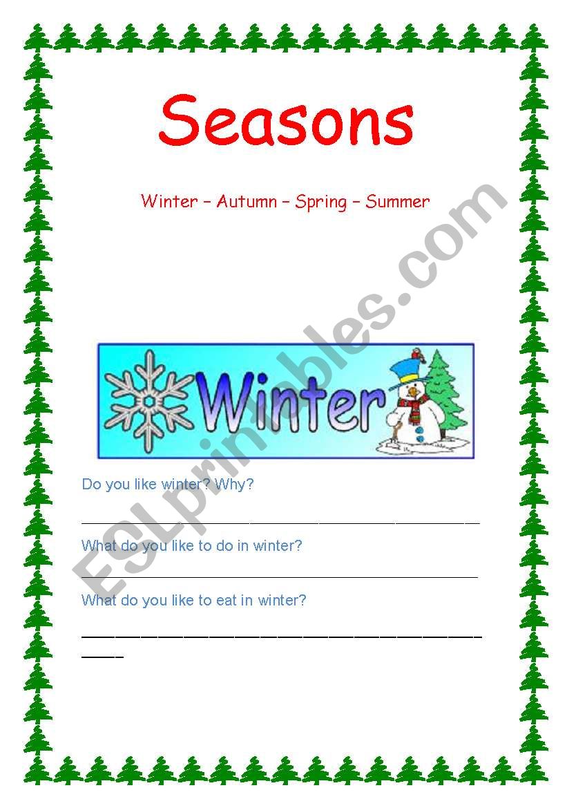 Seasons! 3 pages! worksheet