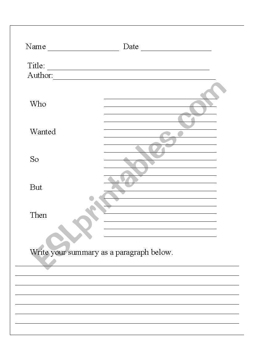 Summary Graphic worksheet