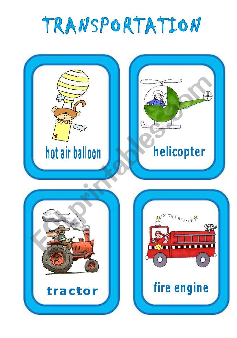 TRANSPORTATION - flash cards 1/2