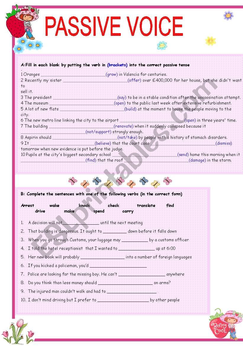 PASSIVE VOICE ELEMENTARY worksheet