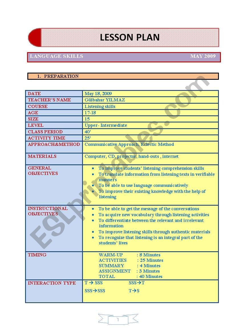 listening skills worksheet